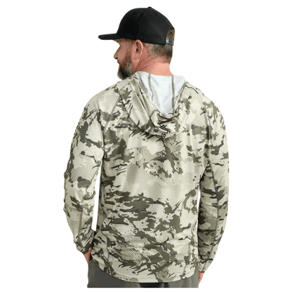 HUK MEN'S KC PRINT ICON PERFORMANCE HOODIE - MOSS GRAZIER - BACK VIEW