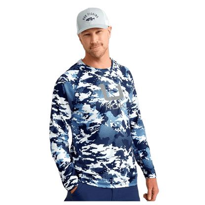 HUK MEN'S ICON KC PRINTED HOODIE - MAROLINA BLUE - FRONT VIEW