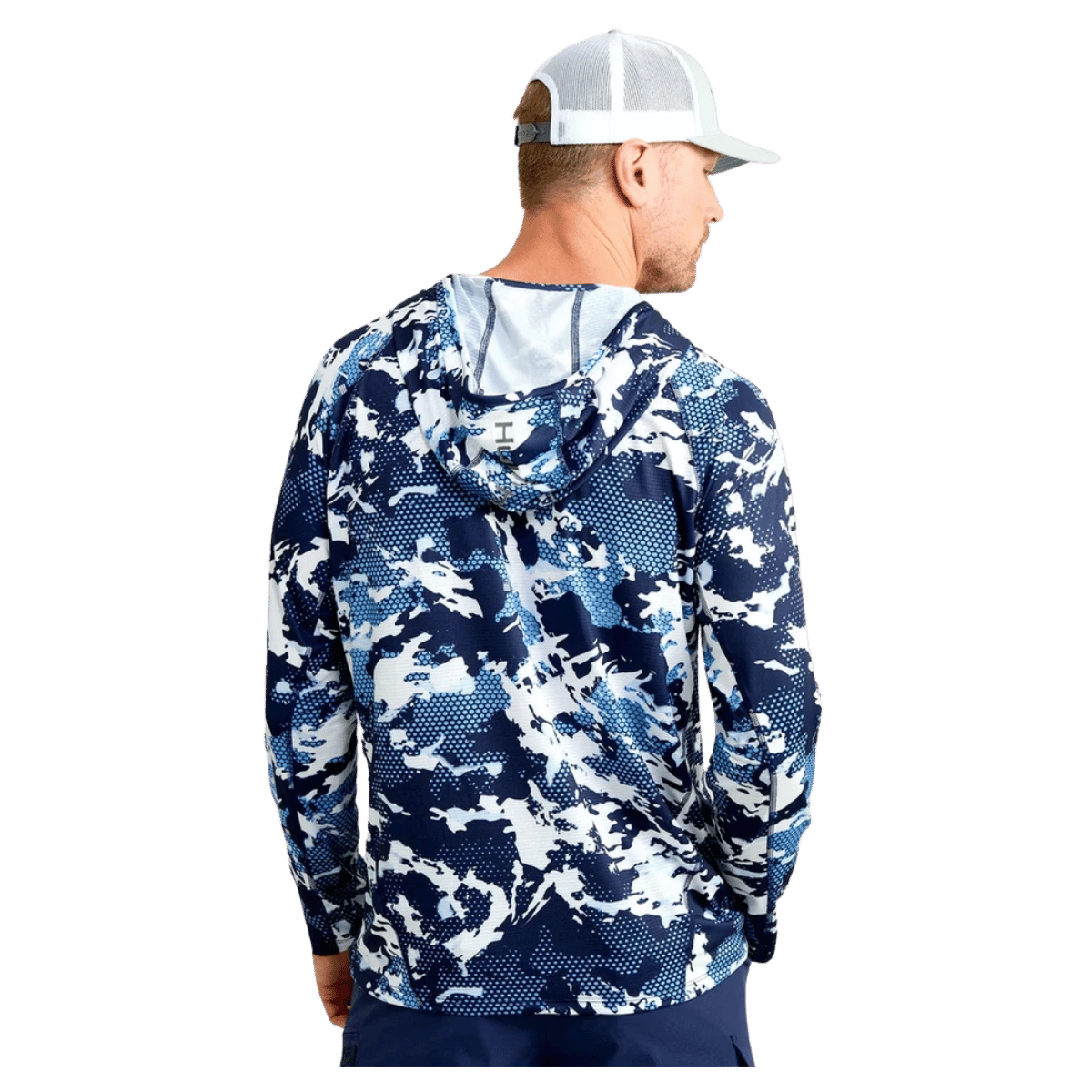 HUK MEN'S ICON KC PRINTED HOODIE - MAROLINA BLUE - BACK VIEW