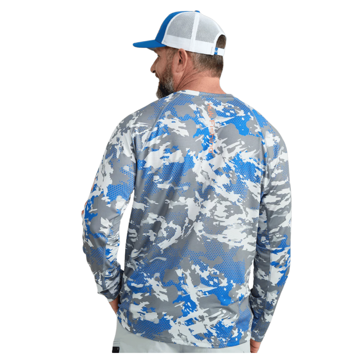 HUK MEN'S KC PRINT ICON LONG-SLEEVE - NIGHT OWL - BACK VIEW