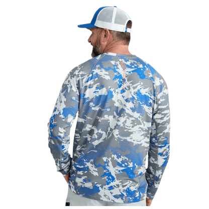 HUK MEN'S KC PRINT ICON LONG-SLEEVE - NIGHT OWL - BACK VIEW