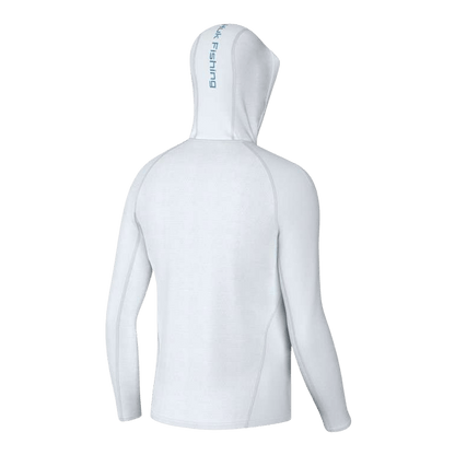 HUKS MEN'S ICON PERFORMANCE LONG-SLEEVE HOODIE - WHITE - BACK VIEW