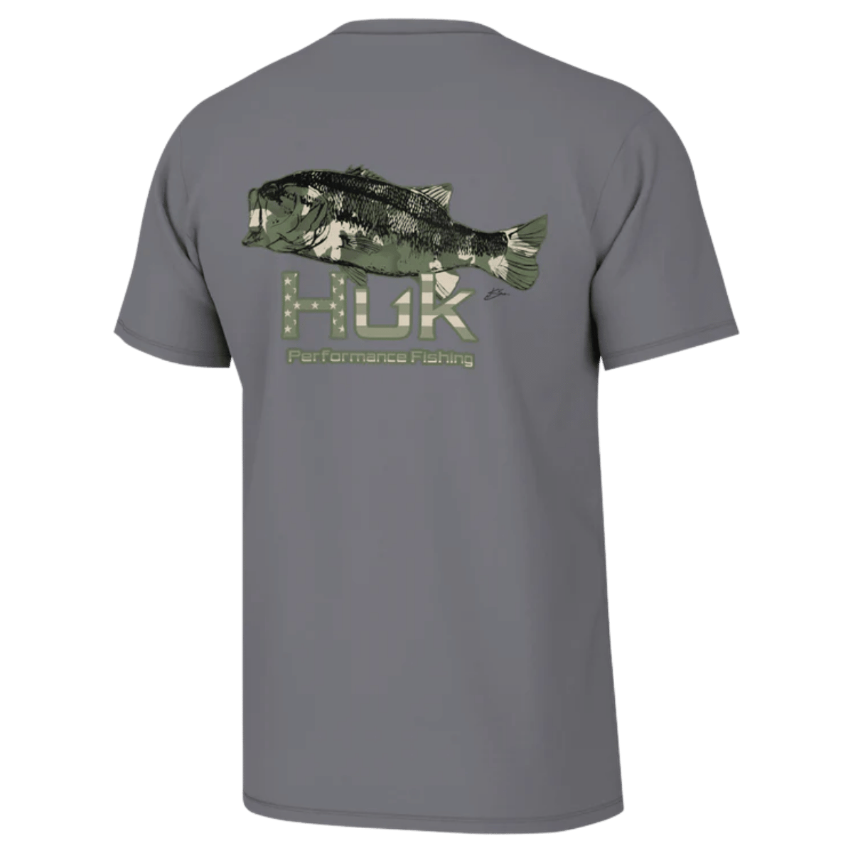 HUK MEN'S KC CAMO BASS TEE - NIGHT OWL - BACK VIEW