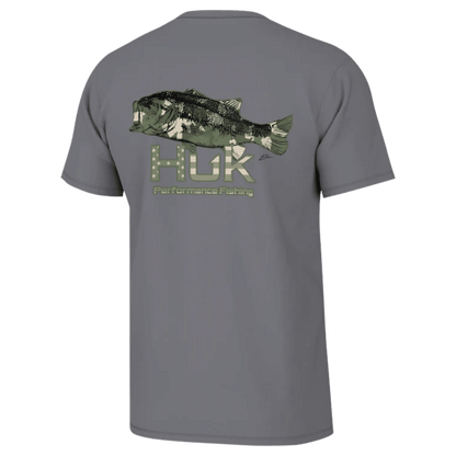 HUK MEN'S KC CAMO BASS TEE - NIGHT OWL - BACK VIEW