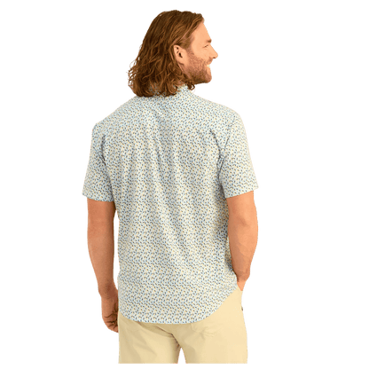 HUK MEN'S KONA PRINTED SHORT-SLEEVE SHIRT - YELLOWFIN LURE SMASH - BACK VIEW