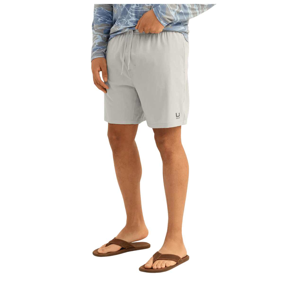 HUK MEN'S LEEWARD SHORT - HARBOR MIST HEATHER - FRONT VIEW