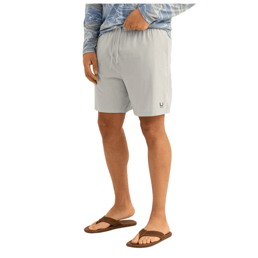 HUK MEN'S LEEWARD SHORT - HARBOR MIST HEATHER - FRONT VIEW