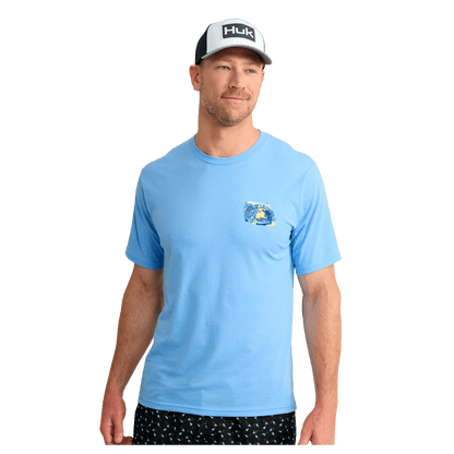 HUK MEN'S LOW COUNTRY TEE - MAROLINA BLUE - FRONT VIEW