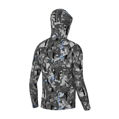 HUK MEN'S KC ICON APEX VERT HOODIE - NIGHT OWL - BACK VIEW