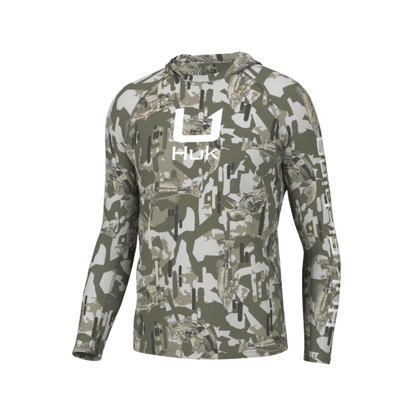 HUK MEN'S KC ICON APEX VERT HOODIE - MOSS - FRONT VIEW
