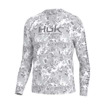 HUK MEN'S PURSUIT HOODIE FIN FLATS - HARBOR MIST - FRONT VIEW