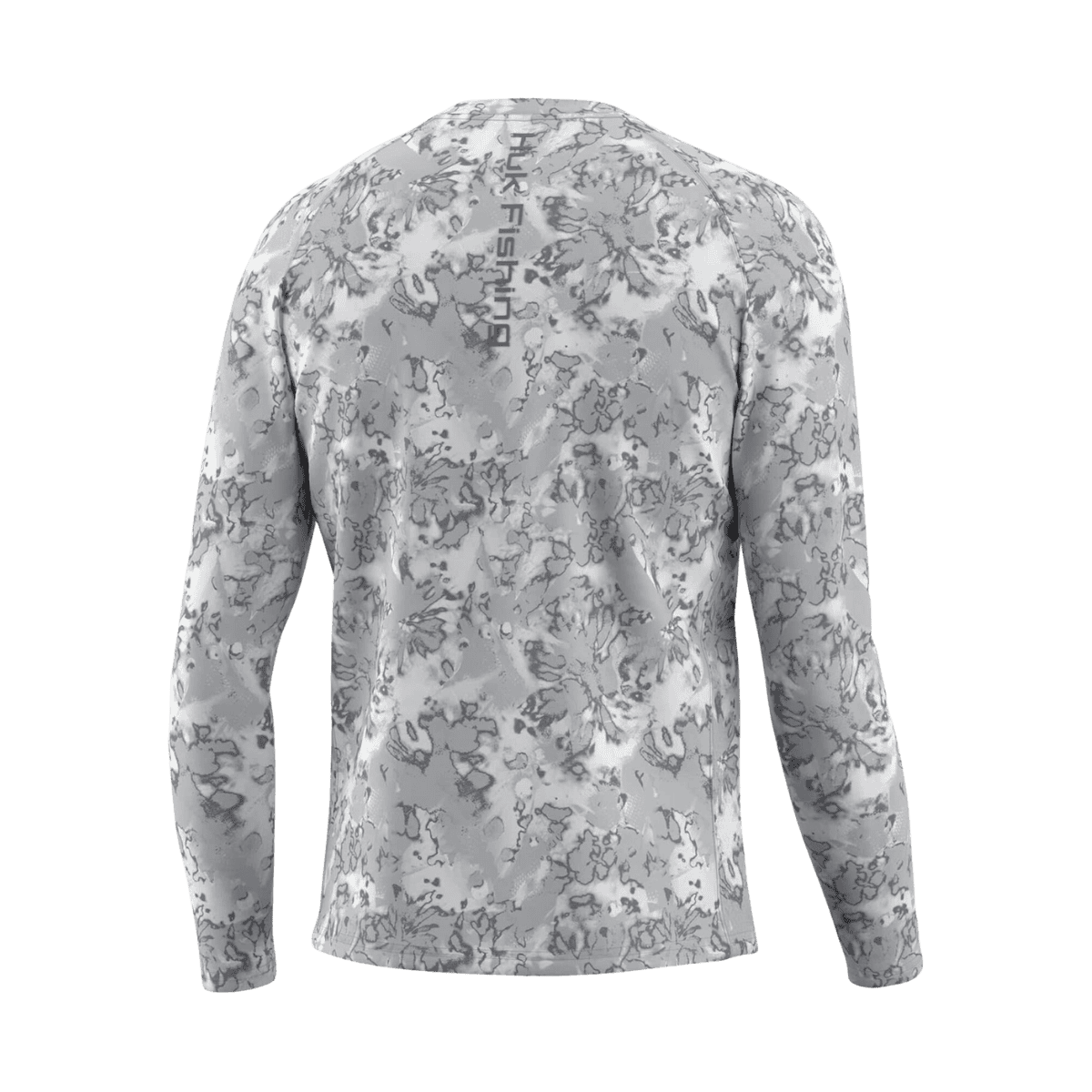 HUK MEN'S PURSUIT HOODIE FIN FLATS - HARBOR MIST - BACK VIEW