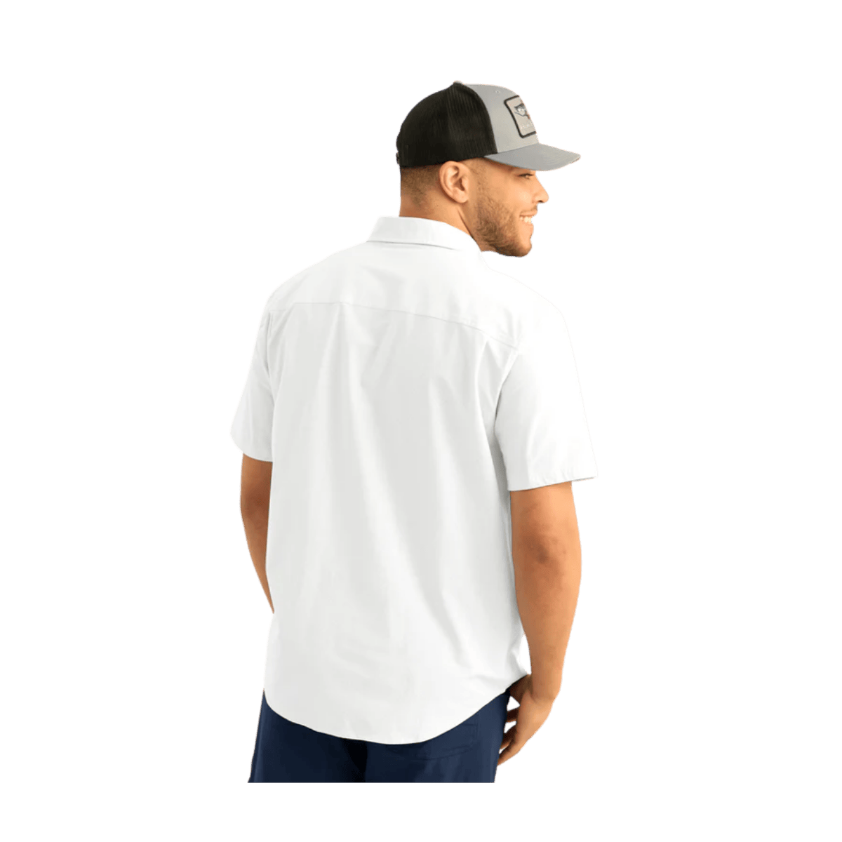 HUK MEN'S NEXT LEVEL SHORT-SLEEVE BUTTON-DOWN SHIRT - WHITE - BACK VIEW