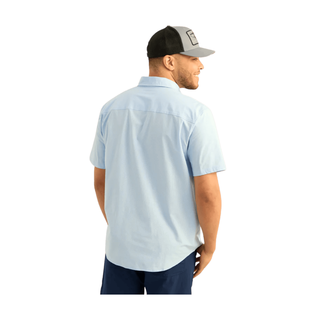 HUK MEN'S NEXT LEVEL SHORT SLEEVE BUTTON-DOWN SHIRT - WINDSURFER - BACK VIEW