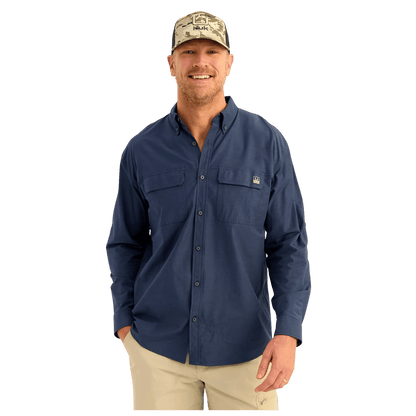 HUK MEN'S NEXT LEVEL LONG-SLEEVE BUTTON-DOWN SHIRT – NAVAL ACADEMY - FRONT VIEW