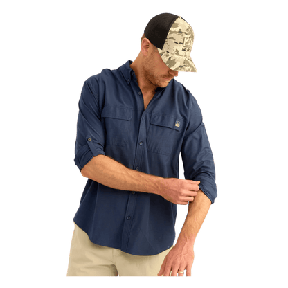 HUK MEN'S NEXT LEVEL LONG-SLEEVE BUTTON-DOWN SHIRT – NAVAL ACADEMY - FEATURING VIEW