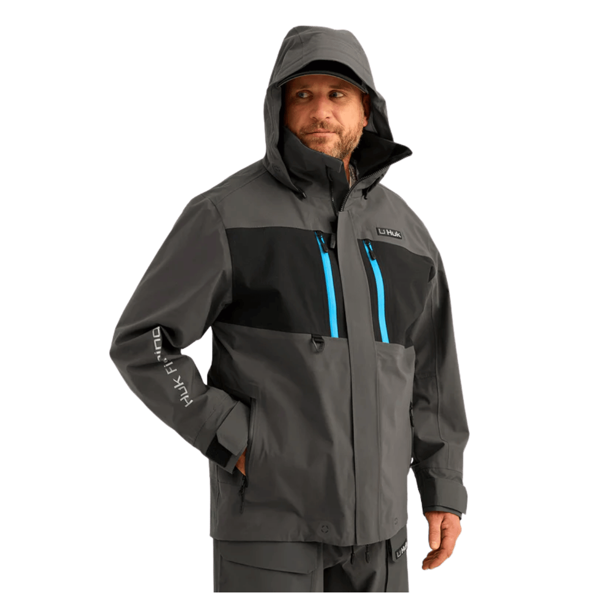 HUK MEN'S PRO SERIES JACKET - VOLCANIC ASH - FRONT VIEW