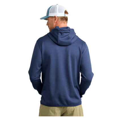HUK MEN'S COLDFRONT + PERFORMANCE HOODIE - NAVAL ACEDEMY HEATHER - BACK VIEW
