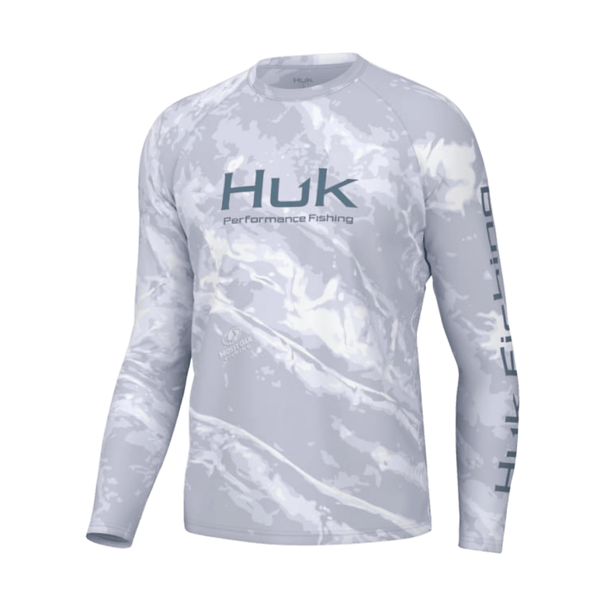 HUK MEN'S PURSUIT MOSSY OAK PRINTED HOODY - BONEFISH - FRONT VIEW