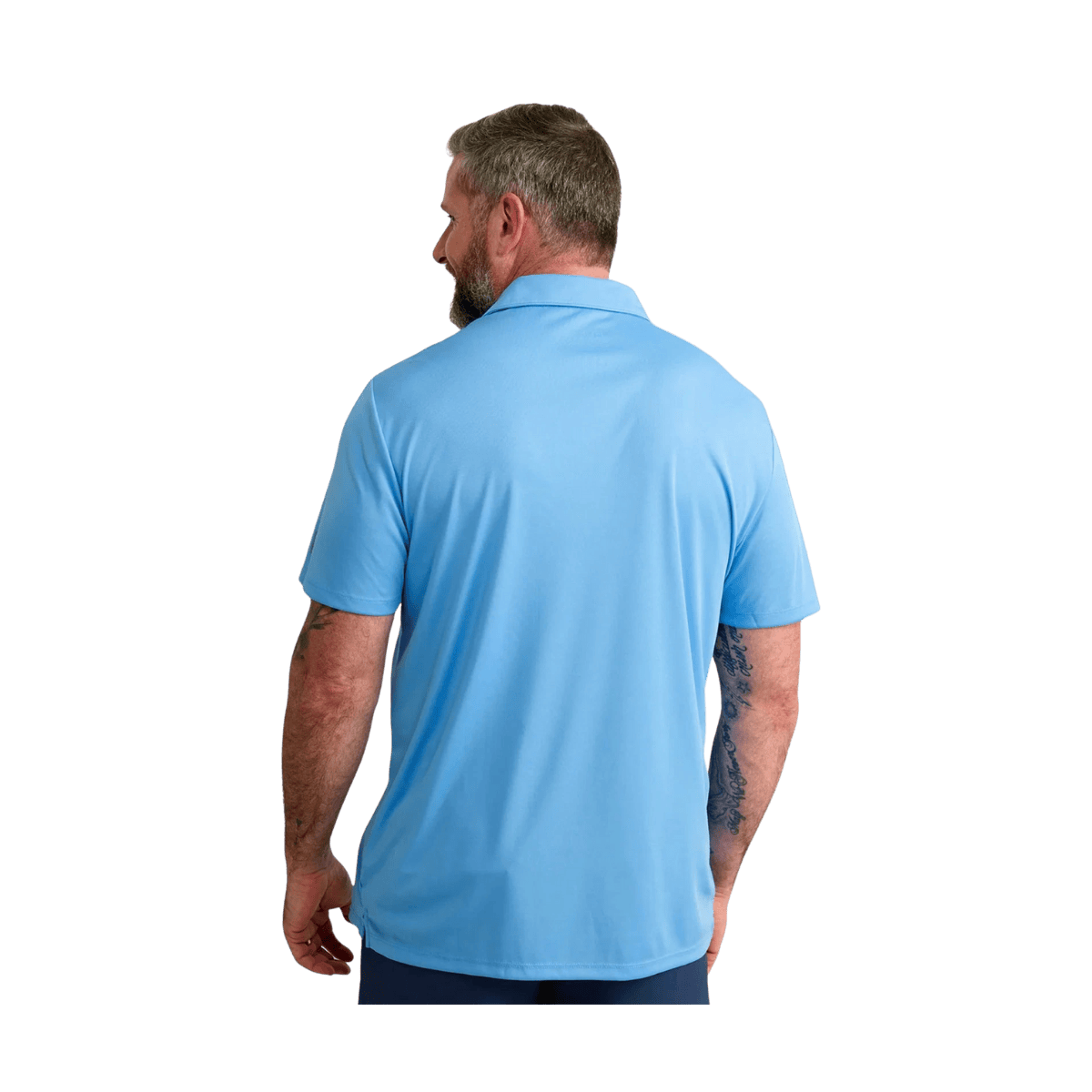 HUK MEN'S PURSUIT NOVELTY POLO - MAROLINA BLUE - BACK VIEW
