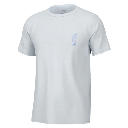 HUK MEN'S RAD BASS TEE - WHITE - FRONT VIEW