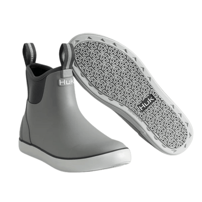 HUK MEN'S ROGUE WAVE BOOTS - GREY - FRONT AND BOTTOM SOLE VIEW