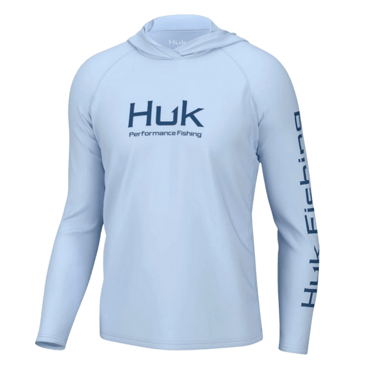 HUK MEN'S VENTED PURSUIT HOODIE - ICE WATER - FRONT VIEW