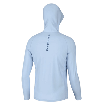 HUK MEN'S VENTED PURSUIT HOODIE - ICE WATER - BACK VIEW