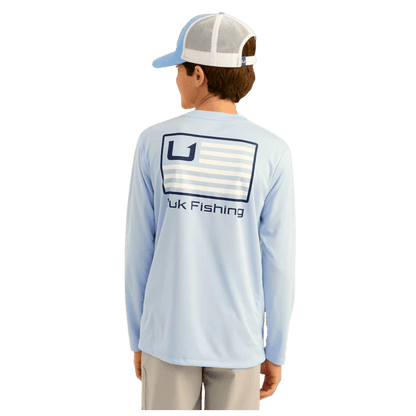 HUK KIDS' BARS PURSUIT PERFORMANCE CREW - WINDSURFER - BACK VIEW