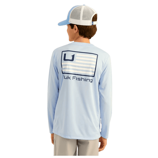 HUK KIDS' BARS PURSUIT PERFORMANCE CREW - WINDSURFER - BACK VIEW