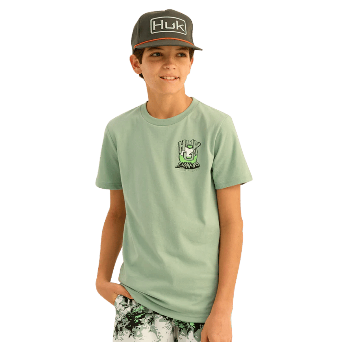 HUK KIDS' RAD SERIES TEE - FOG GREEN - BACK VIEW