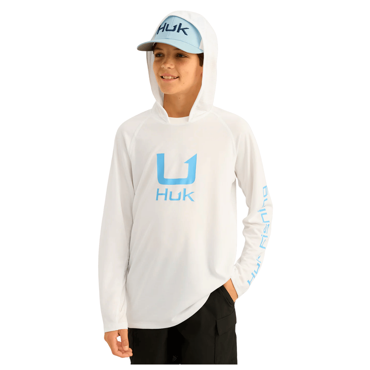HUK KID'S ICON HOODIE - WHITE - FRONT VIEW