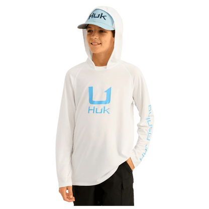 HUK KID'S ICON HOODIE - WHITE - FRONT VIEW