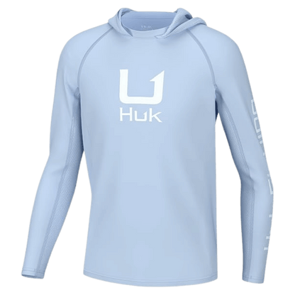HUK KIDS' ICON PERFORMANCE HOODIE - ICE WATER - FRONT VIEW