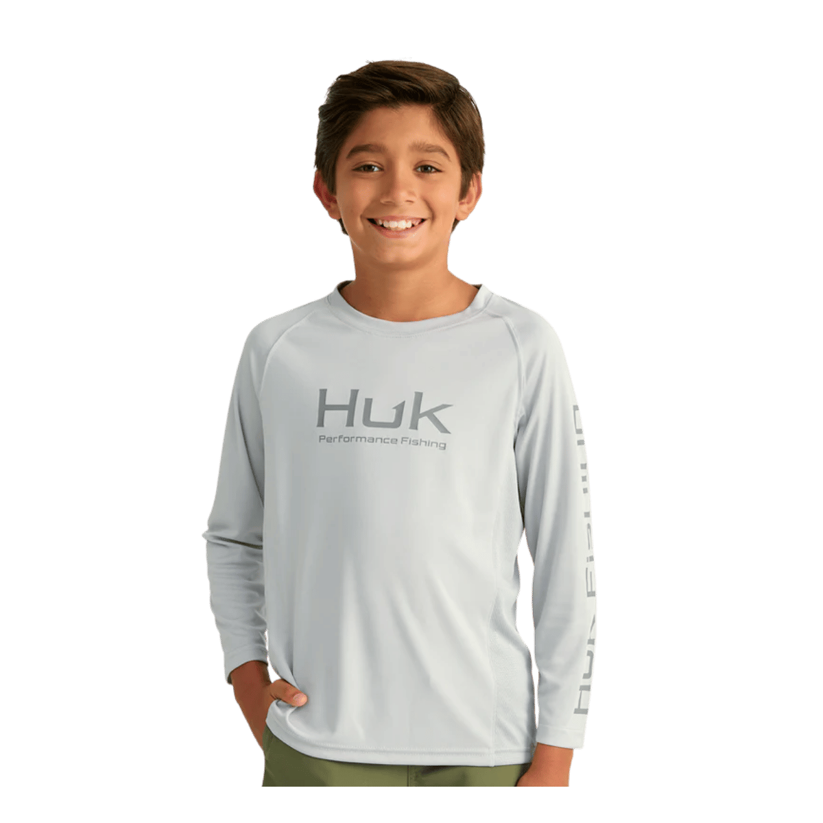 HUK KIDS' PURSUIT PERFORMANCE CREW SOLID - HARBOUR MIST - FRONT VIEW