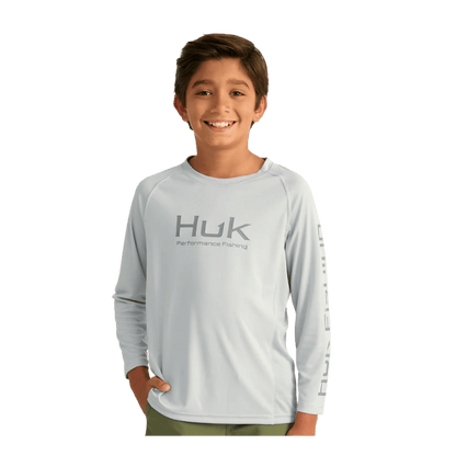 HUK KIDS' PURSUIT PERFORMANCE CREW SOLID - HARBOUR MIST - FRONT VIEW