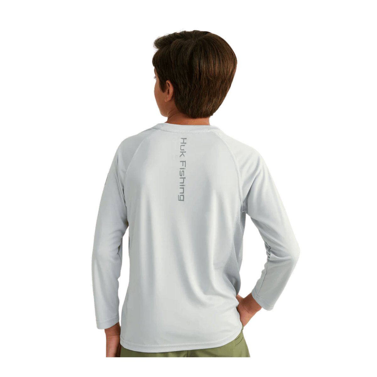 HUK KIDS' PURSUIT PERFORMANCE CREW SOLID - HARBOUR MIST - BACK VIEW