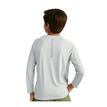 HUK KIDS' PURSUIT PERFORMANCE CREW SOLID - HARBOUR MIST - BACK VIEW