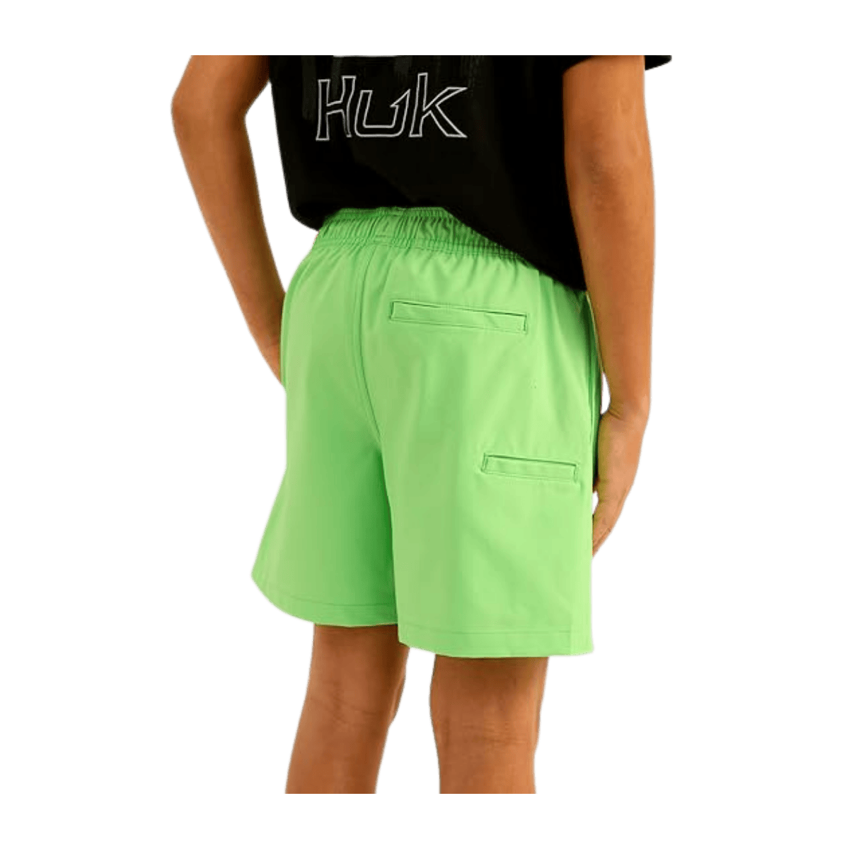 HUK KID'S PURSUIT VOLLEY SHORT 5" - SUMMER GREEN - BACK VIEW