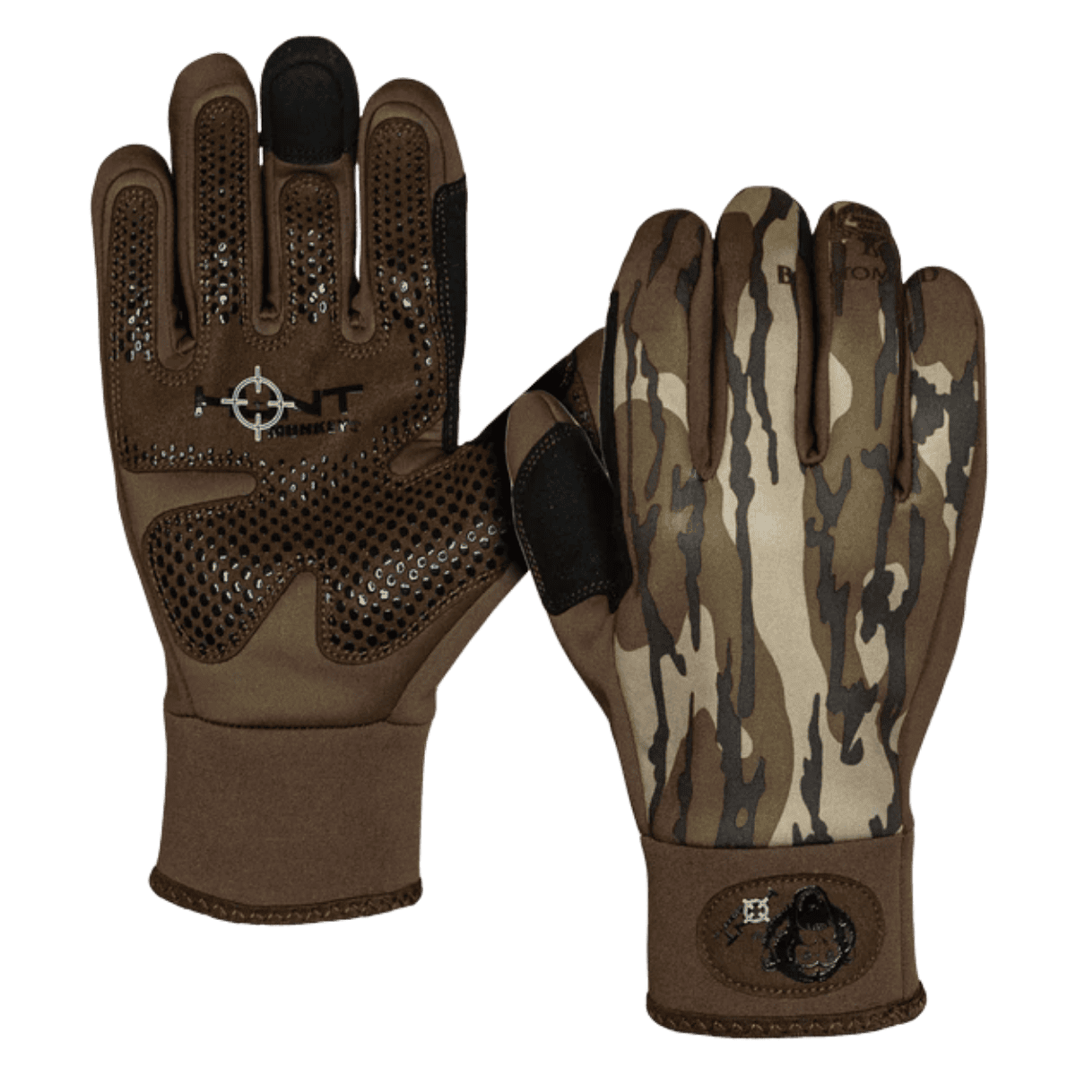 HUNT MONKEY HUNT TEC BONDED GLOVES - ORIGINAL BOTTOMLAND - FRONT & BACK VIEW
