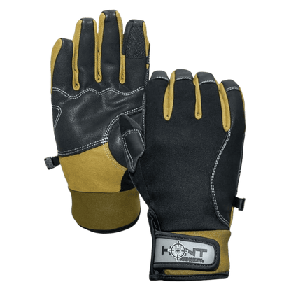 HUNT MONKEY UPLAND FIELDMASTER GLOVEAS - BLACK/TAN - FRONT & BACK VIEW