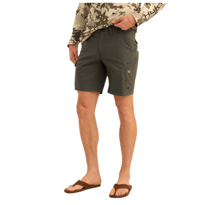 HUK MEN'S 9-INCH ICON SHORT - VOLCANIC ASH - FRONT VIEW