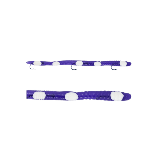 IKE-CON REGULAR WORM 6-1/4IN GRAPE/WHITESPOTS