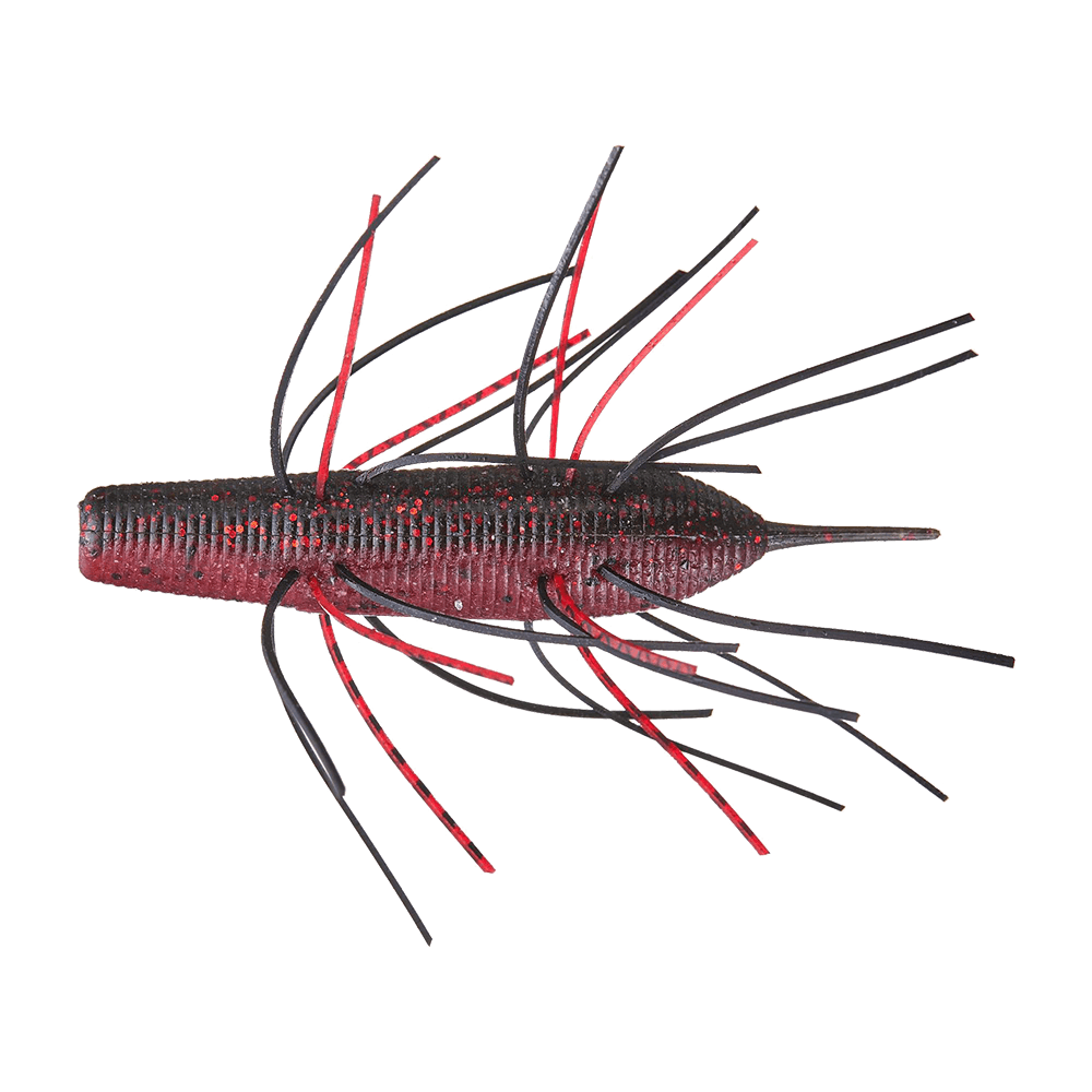 IMO KEMUSHI STICK WORM 95 -  4PK - 3.8 IN scarlet craw black red