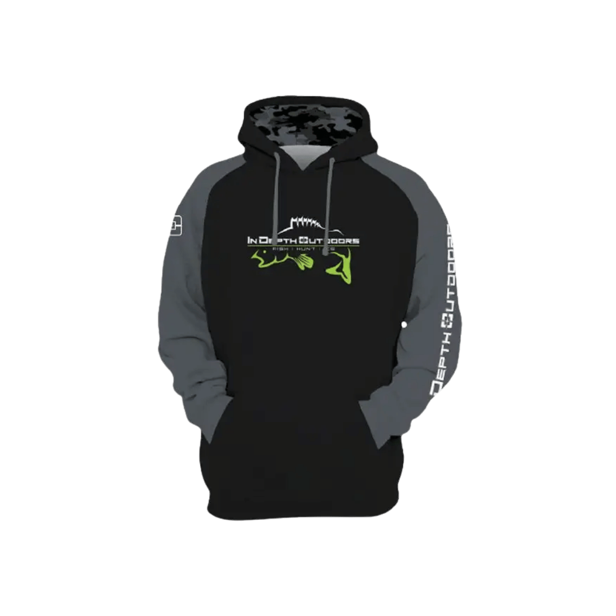 IN DEPTH OUTDOORS HOODIE BLACK CHARCOAL GRAY