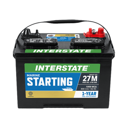 INTERSTATE BATTERY MARINE CRANKING BATTERY - FRONT VIEW