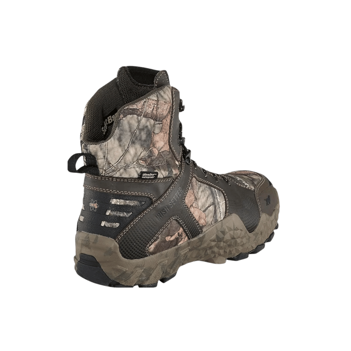 IRISH SETTER VAPRTREK 8" 400G ULTRADRY LEATHER MEN’S BOOTS – MOSSY OAK BREAK-UP COUNTRY - REAR ANGLED VIEW