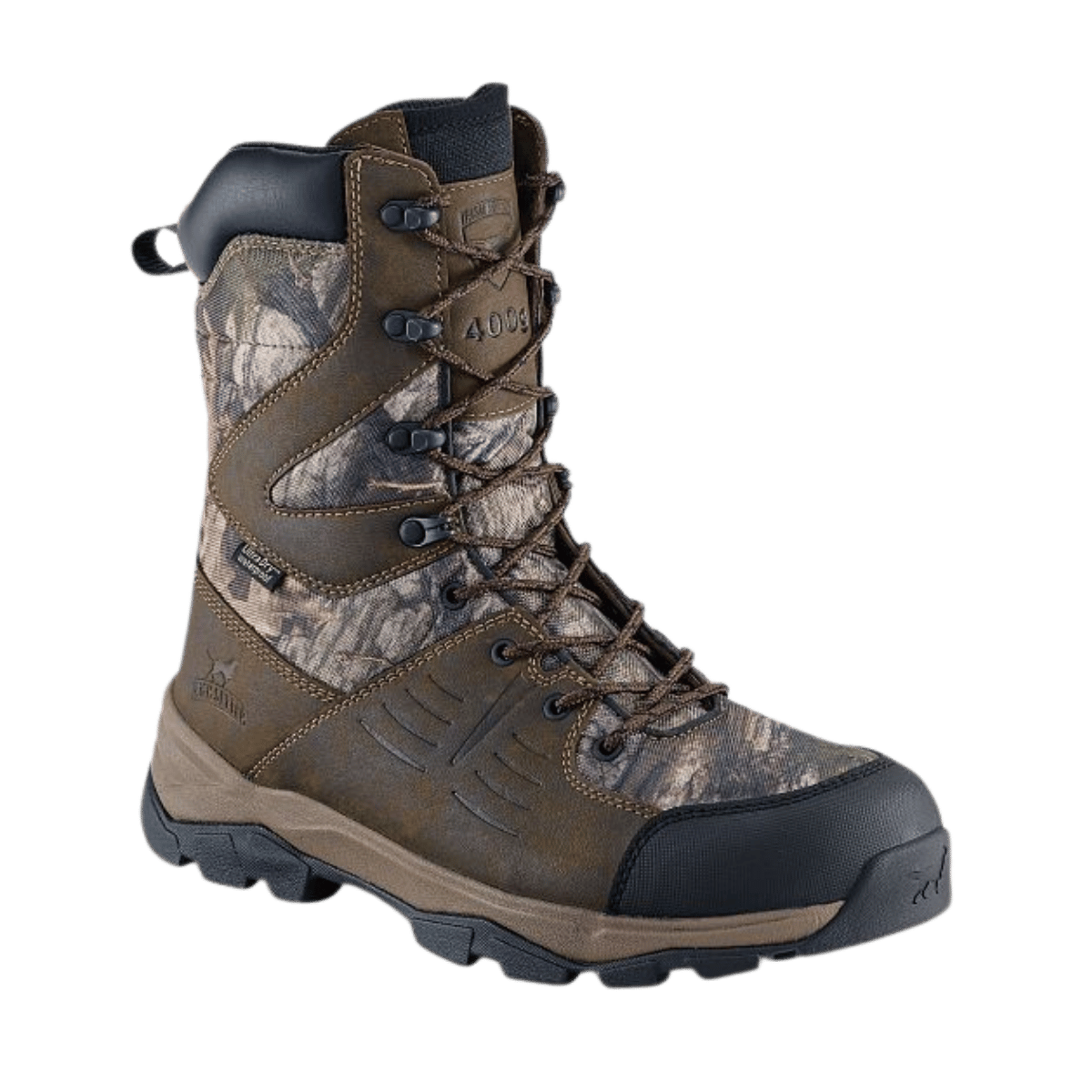 IRISH SETTER TERRAIN 10" 400GR WIDE WATERPROOF CAMO HUNTING BOOT - LEFT SIDE ANGLE