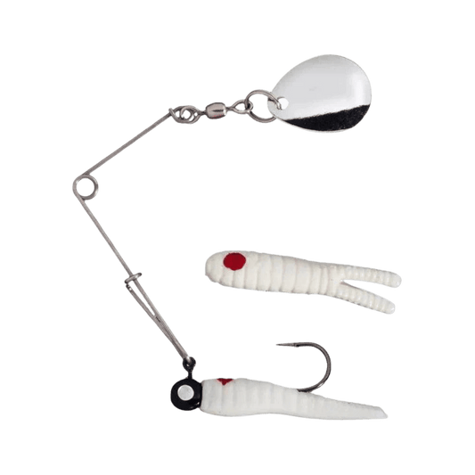 JOHNSON BEETLE 1/4OZ WHITE RED DOTS SPIN
