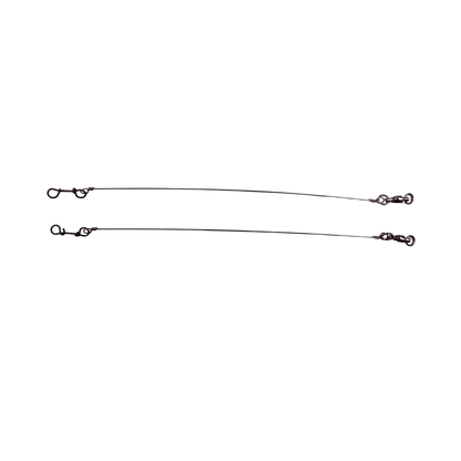 JOE BUCHER 9IN 165LB SINGLE STRAND FISHING LEADER – TWO METAL FISHING LEADERS WITH SWIVEL AND SNAP CONNECTORS